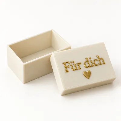 Gestaltungsbeispiel: Geldgeschenkbox „Für dich“ mit Deckel.