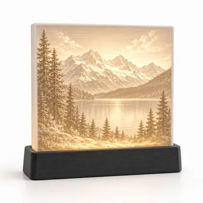 Gestaltungsbeispiel: Lithophan-Fotobild mit Sockel – eigenes Foto, ohne LED.
