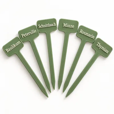 Gestaltungsbeispiel: Kräuter-Pflanzenstecker mit Beschriftung – 6er-Set.